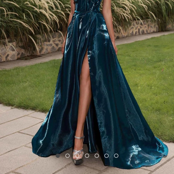 Ocean blue/teal Terani Couture gown - Picture 6 of 6